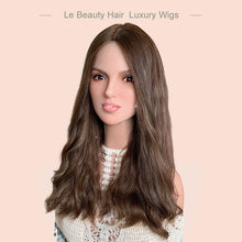 Load image into Gallery viewer, Lebeauty Hair Highlights Auburn Brown Color Wigs Silk Top Wigs European Jewish Wig Wave Kosher Wigs