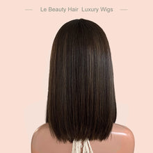 Load image into Gallery viewer, Lebeauty Hair Highlights Brown Color Wigs Silk Top Wigs European Jewish Wig BOB Kosher Wigs