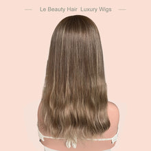 Load image into Gallery viewer, Lebeauty Hair Ashy Brown With Highlights Color Wigs Band Fall Wigs European Jewish Wig Wave Kosher Wigs