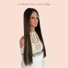 Load image into Gallery viewer, Lebeauty Hair Highlighht Color Wigs Lace Top Wigs European Jewish Wig Straight Kosher Wigs