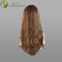 Load image into Gallery viewer, Lebeauty Hair Brown With Highlights Color Wigs Lace Top Wigs European Jewish Wig Wave Kosher Wigs
