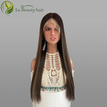 Load image into Gallery viewer, Lebeauty Hair Highlighht Color Wigs Lace Top Wigs European Jewish Wig Straight Kosher Wigs