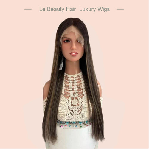 Lebeauty Hair Highlighht Color Wigs Lace Top Wigs European Jewish Wig Straight Kosher Wigs