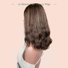 Load image into Gallery viewer, Brown Color Swiss Lace Wave Top Wig Human Hair With Highlights