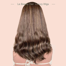 Load image into Gallery viewer, Brown Color Swiss Lace Wave Top Wig Human Hair With Highlights