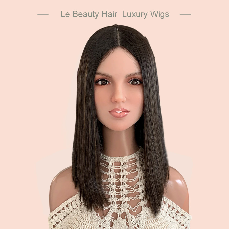 Lebeauty Hair Highlights Brown Color Wigs Silk Top Wigs European Jewish Wig BOB Kosher Wigs