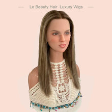 Load image into Gallery viewer, One Length Blonde Color-Cafe Swiss Full Handtied Jewish Wigs Kosher Wig With Baby Hair