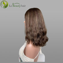 Load image into Gallery viewer, Brown Color Swiss Lace Wave Top Wig Human Hair With Highlights
