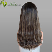 Load image into Gallery viewer, Lebeauty Hair Highlight Brown Wave Wigs Lace Top Wigs European Jewish Wig Kosher Wigs