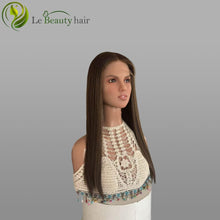Load image into Gallery viewer, Lebeauty Hair Highlights Brown Color Wigs With Highlight Around Face Lace Top Wigs European Jewish Wig Kosher Wigs