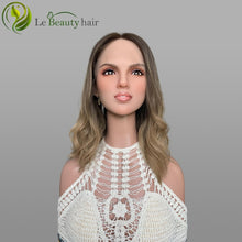 Load image into Gallery viewer, Blonde Color Wave Lace Top Wig Swiss Lace Brazilian Human Hair