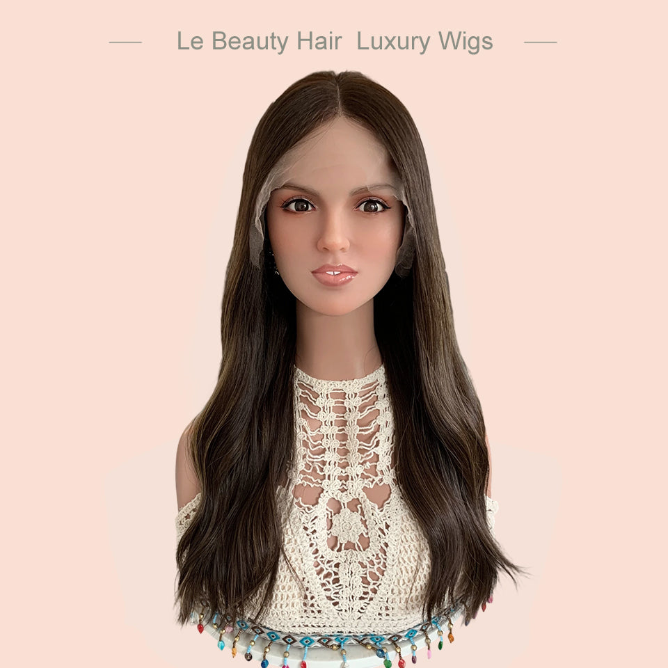 Lebeauty Hair Highlight Brown Lace Top Wigs European Jewish Wig Wave Kosher Wigs