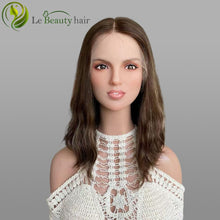 Load image into Gallery viewer, Lebeauty Hair Dark Auburn Brown Highlights Color Wigs Lace Top Wigs European Jewish Wig Wave Kosher Wigs