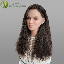 Load image into Gallery viewer, Lebeauty Hair Highlight Brown Curly Wigs Lace Top Wigs European Jewish Wig Kosher Wigs