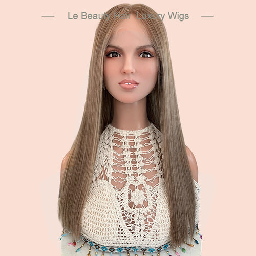 Blonde Color Swiss Lace Top Human Hair Wig Jewish Kosher Wigs