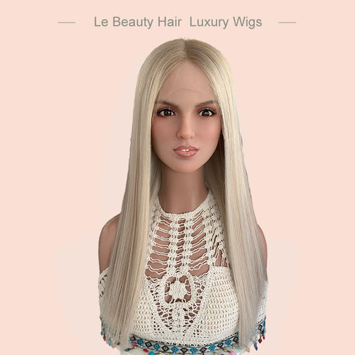 Lebeauty Hair Platinum Blonde Color Wig Lace Top Wigs European Jewish Wig Kosher Wigs