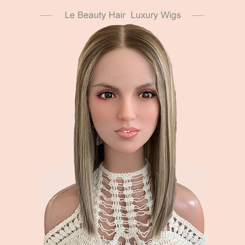 Lebeauty Hair Gorgeous Highlights Brown Bleached Konts Wigs Lace Top Wigs European Jewish Wig