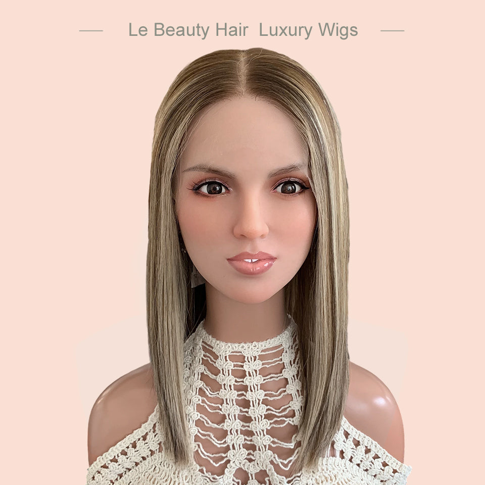 Lebeauty Hair Gorgeous Highlights Brown Bleached Konts Wigs Lace Top Wigs European Jewish Wig