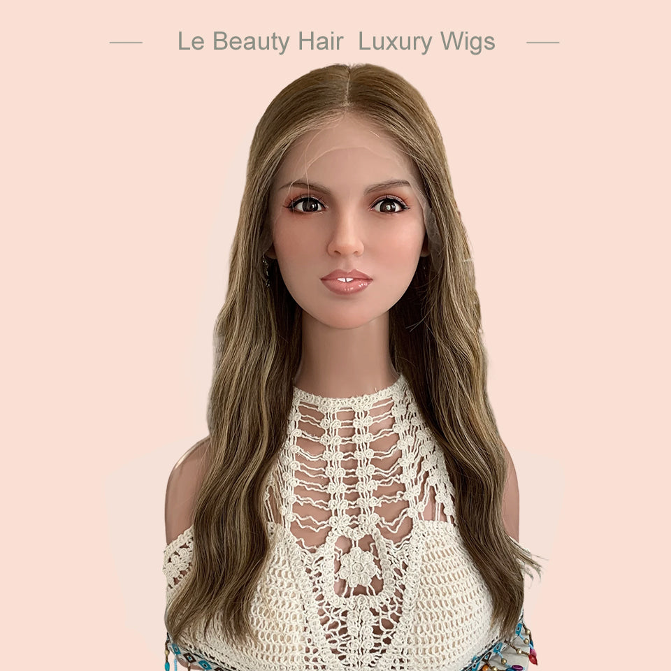 Lebeauty Hair Warm Blonde Highlights Color Wigs Lace Top Wigs European Jewish Wig Wave Kosher Wigs
