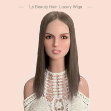 Load image into Gallery viewer, Lebeauty Hair Luxury Ash Brown Color Lace Top European Hair Jewish Topper Straight Lace Toppers