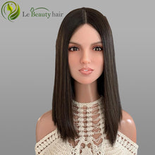 Load image into Gallery viewer, Lebeauty Hair Highlights Brown Color Wigs Silk Top Wigs European Jewish Wig BOB Kosher Wigs