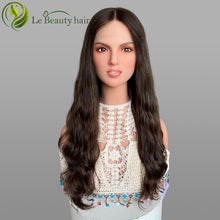 Load image into Gallery viewer, Lebeauty Hair Highlight Brown Lace Top Wigs European Jewish Wig Wave Kosher Wigs Big Layer Wave Hair Style