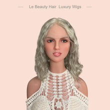 Load image into Gallery viewer, Short Length White Color Hair With Little Black Color Hair Highlights Wave Lace Top Wig
