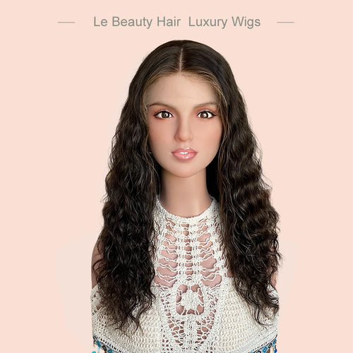 Lebeauty Hair Highlight Brown Curly Wigs Lace Top Wigs European Jewish Wig Kosher Wigs
