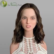 Load image into Gallery viewer, Lebeauty Hair Highlights Brown BOB Wigs Lace Top Wigs European Jewish Wig Wave Kosher Wigs