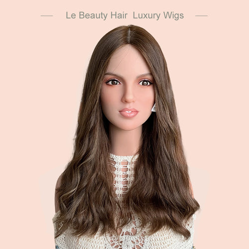 Lebeauty Hair Highlights Auburn Brown Color Wigs Silk Top Wigs European Jewish Wig Wave Kosher Wigs