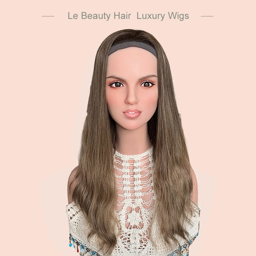 Lebeauty Hair Ashy Brown With Highlights Color Wigs Band Fall Wigs European Jewish Wig Wave Kosher Wigs
