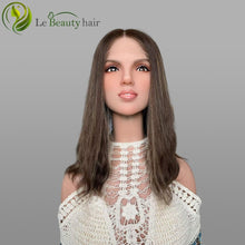 Load image into Gallery viewer, Brown Color Swiss Lace Wave Top Wig Human Hair With Highlights