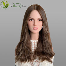 Load image into Gallery viewer, Lebeauty Hair Highlights Auburn Brown Color Wigs Silk Top Wigs European Jewish Wig Wave Kosher Wigs