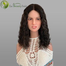 Load image into Gallery viewer, Lebeauty Hair Highlight Brown Curly Wigs Lace Top Wigs European Jewish Wig Wave Kosher Wigs