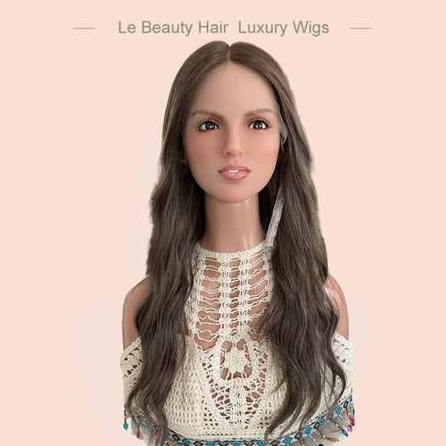 Lebeauty Hair Ash Brown With Highlights Color Wigs Lace Top Wigs European Jewish Wig Wave Hair Kosher Wigs