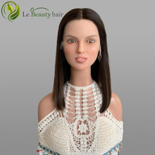 Load image into Gallery viewer, Lebeauty Hair BOB Lace Top Wigs European Hair Highlights Brown Lace Wigs Jewish Wig Kosher Wigs