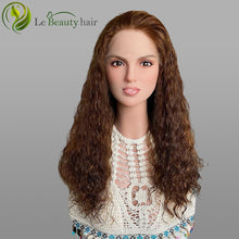 Load image into Gallery viewer, Lebeauty Hair Auburn Brown Curly Wigs Lace Top Wigs European Jewish Wig Kosher Wigs