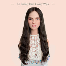 Load image into Gallery viewer, Lebeauty Hair Highlight Brown Lace Top Wigs European Jewish Wig Wave Kosher Wigs Big Layer Wave Hair Style