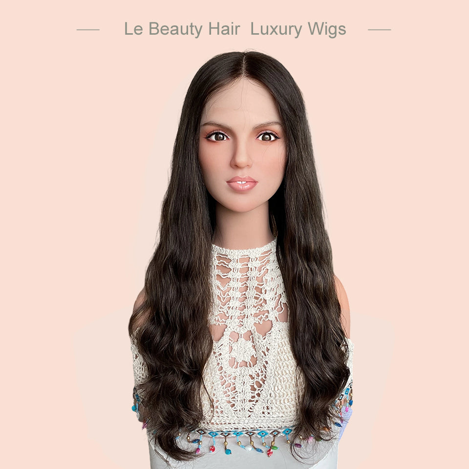 Lebeauty Hair Highlight Brown Lace Top Wigs European Jewish Wig Wave Kosher Wigs Big Layer Wave Hair Style