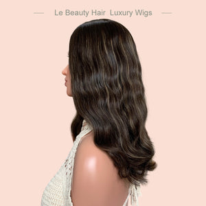 Silk Top Wig Jewish Kosher Skin Base European Hair Wave With Highlights Top Quality Hair