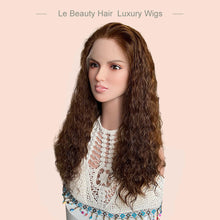 Load image into Gallery viewer, Lebeauty Hair Auburn Brown Curly Wigs Lace Top Wigs European Jewish Wig Kosher Wigs