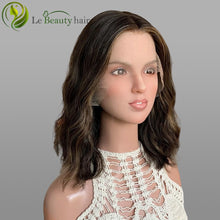 Load image into Gallery viewer, Lebeauty Hair Highlights Brown BOB Wigs Lace Top Wigs European Jewish Wig Wave Kosher Wigs