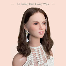 Load image into Gallery viewer, Lebeauty Hair Dark Auburn Brown Highlights Color Wigs Lace Top Wigs European Jewish Wig Wave Kosher Wigs
