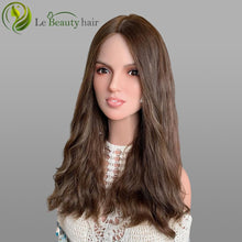 Load image into Gallery viewer, Lebeauty Hair Highlights Auburn Brown Color Wigs Silk Top Wigs European Jewish Wig Wave Kosher Wigs