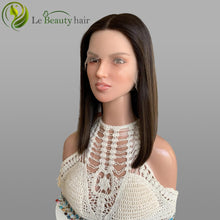 Load image into Gallery viewer, Lebeauty Hair BOB Lace Top Wigs European Hair Highlights Brown Lace Wigs Jewish Wig Kosher Wigs