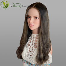 Load image into Gallery viewer, Lebeauty Hair Highlight Brown Wave Wigs Lace Top Wigs European Jewish Wig Kosher Wigs