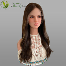 Load image into Gallery viewer, Lebeauty Hair Highlight Brown Lace Top Wigs European Jewish Wig Wave Kosher Wigs
