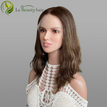 Load image into Gallery viewer, Lebeauty Hair Dark Auburn Brown Highlights Color Wigs Lace Top Wigs European Jewish Wig Wave Kosher Wigs