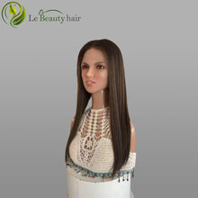 Load image into Gallery viewer, Lebeauty Hair Highlights Brown Color Wigs With Highlight Around Face Lace Top Wigs European Jewish Wig Kosher Wigs