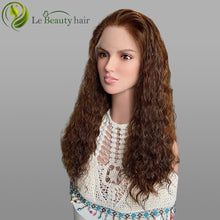 Load image into Gallery viewer, Lebeauty Hair Auburn Brown Curly Wigs Lace Top Wigs European Jewish Wig Kosher Wigs